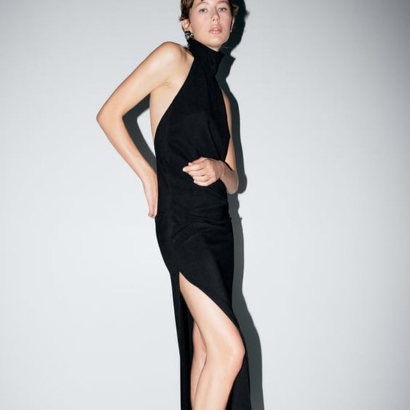 ZARA LONG HALTER DRESS - Picture 1 of 11
